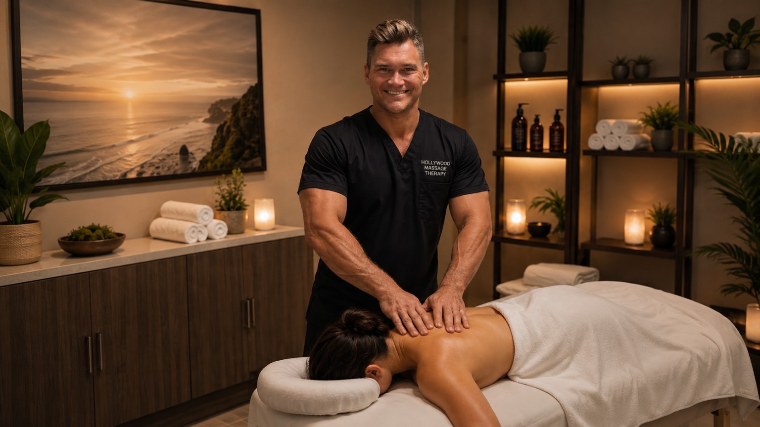Luxury in-home massage setup in Los Angeles